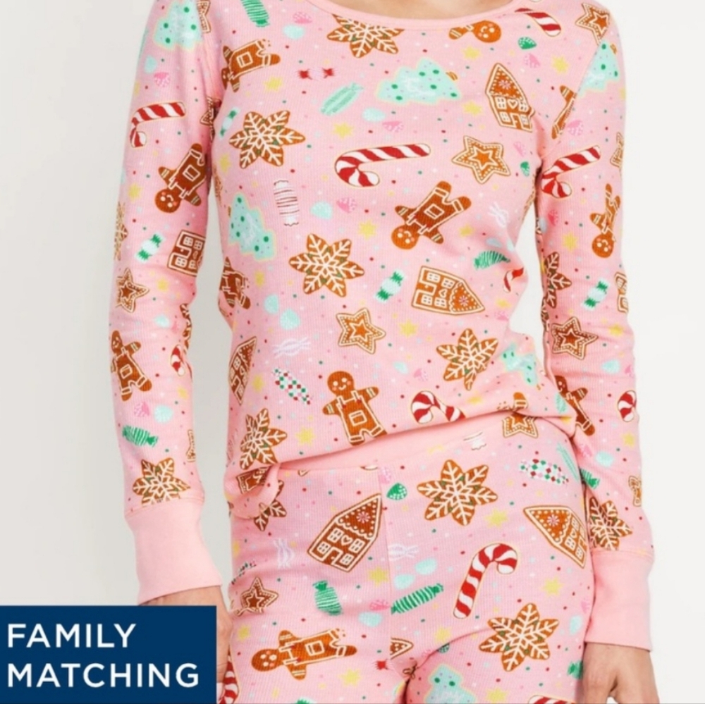 Waffle Knit Pajama Set - Candied Ginger - Medium Petite